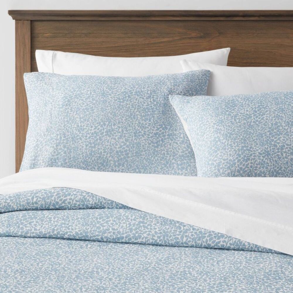 Full/Queen Traditional Floral Printed Cotton Duvet Cover & Sham Set Blue